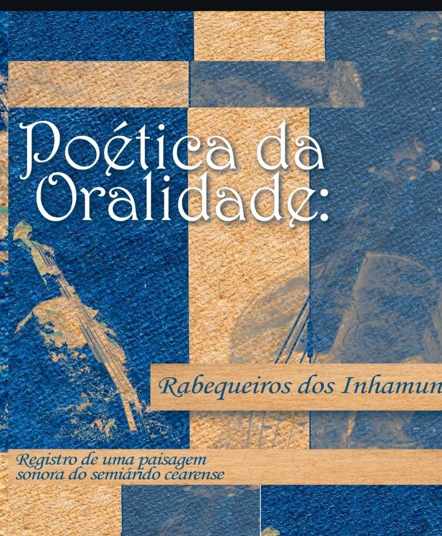 Cover of the album Poética da Oralidade: Rabequeiros dos Inhamuns — a blue and tan collage with a rabeca silhouette